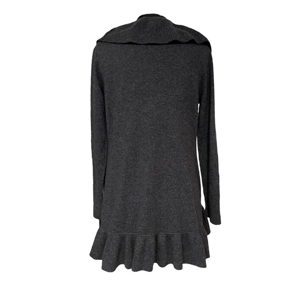 Cashmere Boutique Women’s Ruffled Long Front Open Cardigan in Pure Cashmere Med - Picture 7 of 8